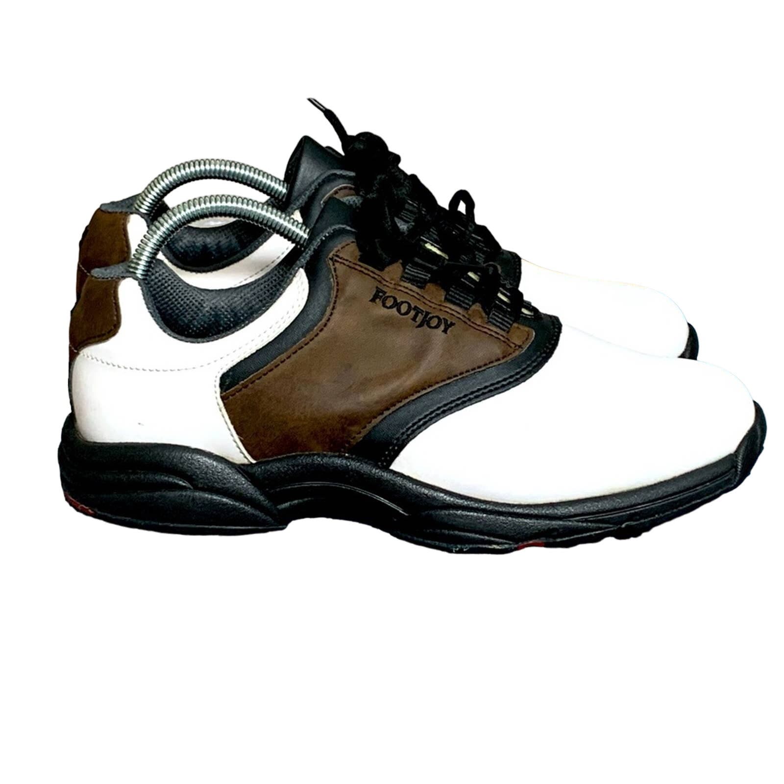 Mens Footjoy White & Brown Golf Shoes Cleats Very Clean Size 8